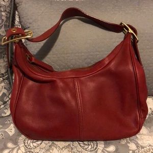 Coach deep tomato red leather shoulder bag